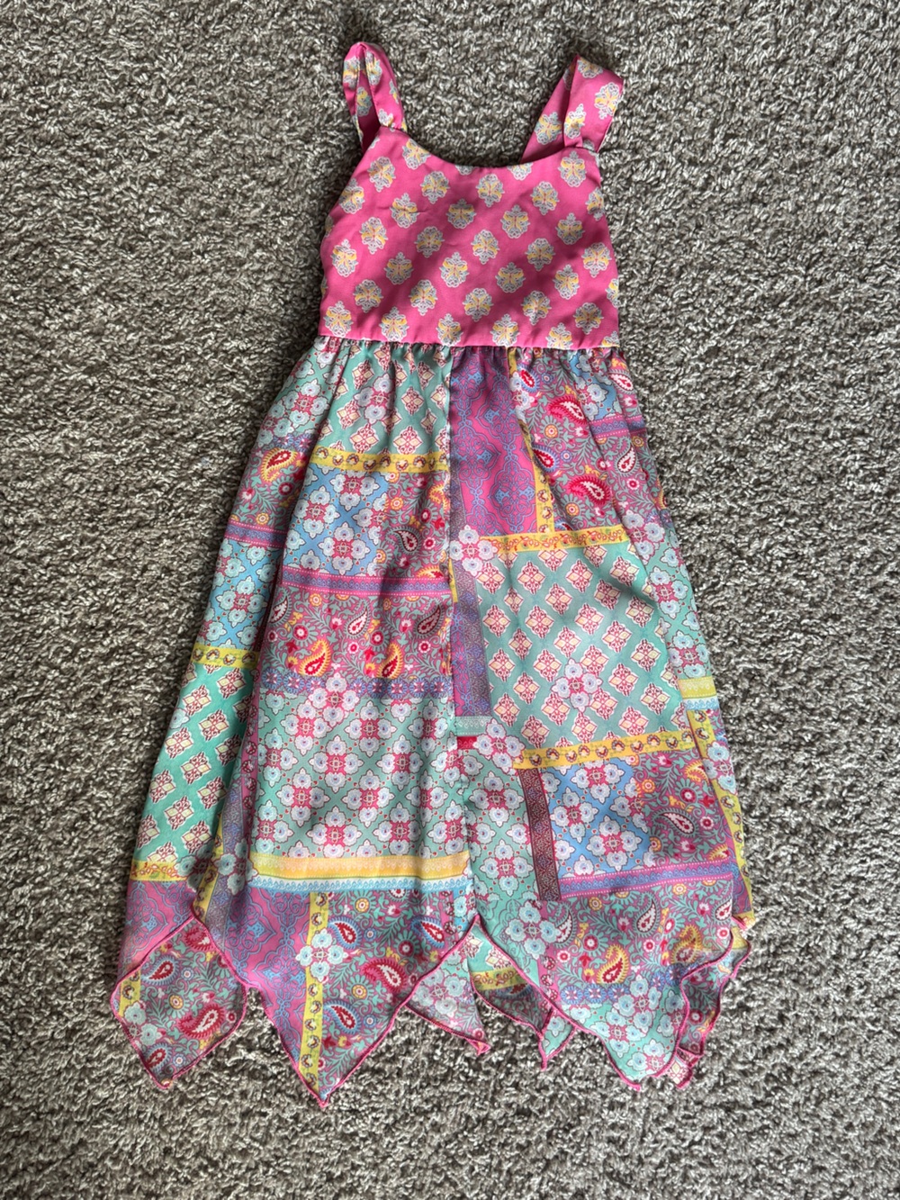 Blueberi Boulevard Pink and Mint Patchwork Sundress